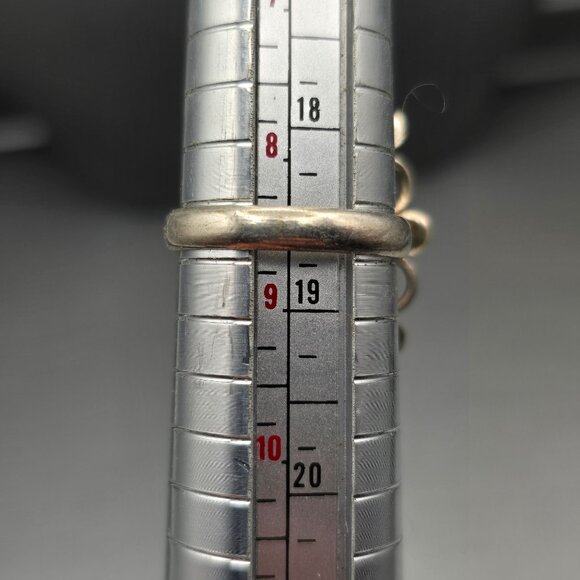 925 Sterling Silver Plt Dichroic Glass Ring Size 8.5 Blue Bezel Setting - Picture 8 of 13